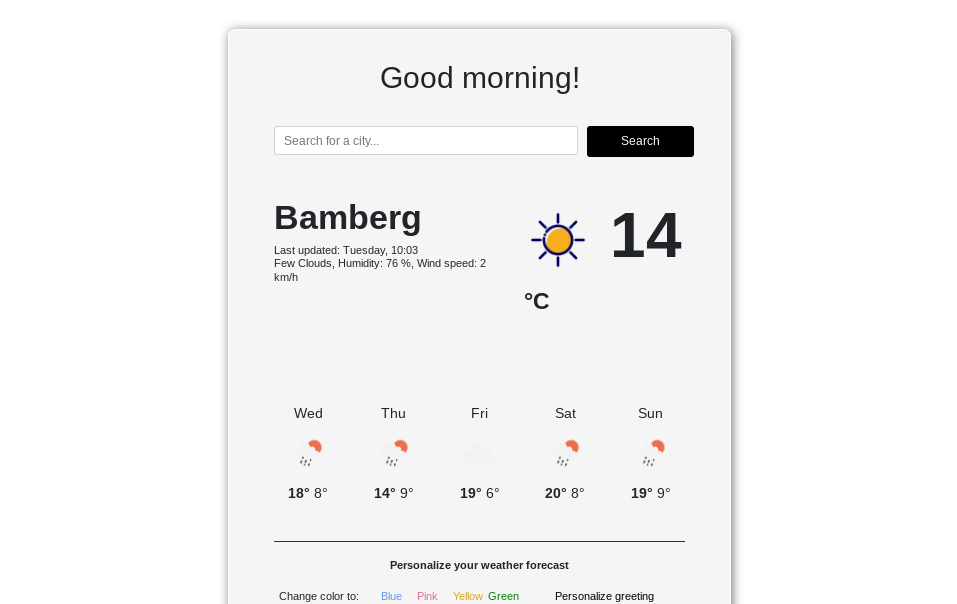 Website weather API self coded